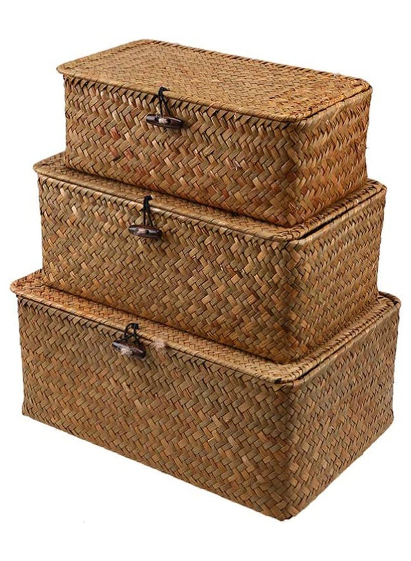 LINGWEI Premium Handwoven Natural Storage Baskets Set of 3  - Image 1