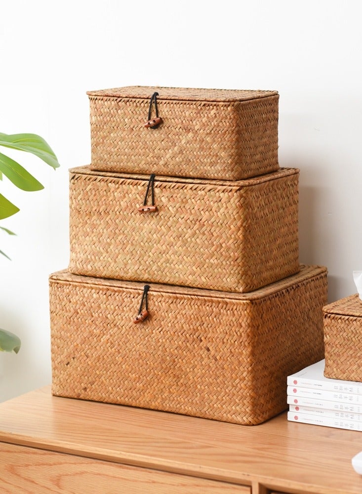 LINGWEI Premium Handwoven Natural Storage Baskets Set of 3  - Image 4