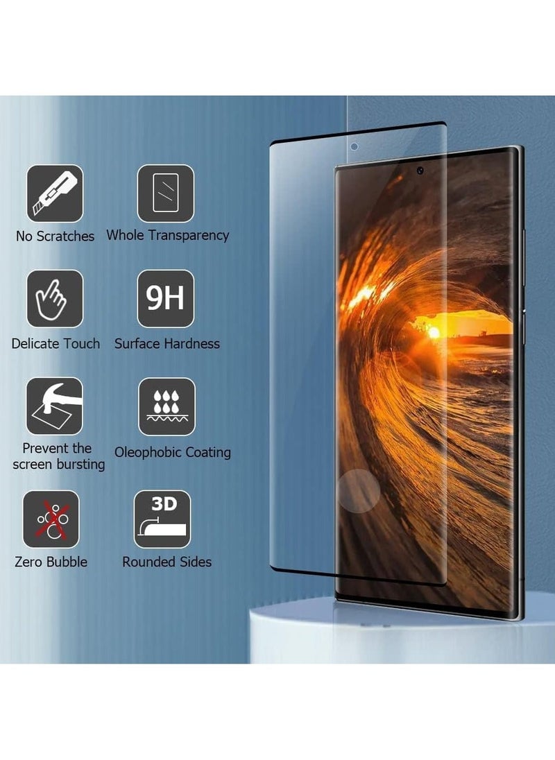 【2+2Pack】 Galaxy S23 Ultra Screen Protector with Camera Lens Protector,HD Tempered Glass 【3D Curved】【Bubble-Free】 for Samsung Galaxy S23 Ultra 5G (6.8 Inch)-Support Fingerprint Unlock  - Image 2