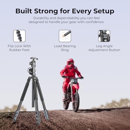 Digitek (DTR 540 BH) Heavy Duty Multi-Angle DV Tripod Cum Monopod, 360° Ball Head, 180° Tilt, Flip Leg Lock, 4-Section Adjustable, 8Kg Max Load, 6.26ft Height, Portable for DSLR, Camera & Videography - Image 5