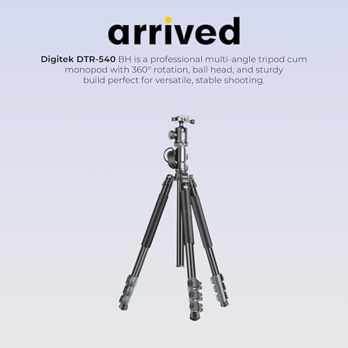 Digitek (DTR 540 BH) Heavy Duty Multi-Angle DV Tripod Cum Monopod, 360° Ball Head, 180° Tilt, Flip Leg Lock, 4-Section Adjustable, 8Kg Max Load, 6.26ft Height, Portable for DSLR, Camera & Videography - Image 2