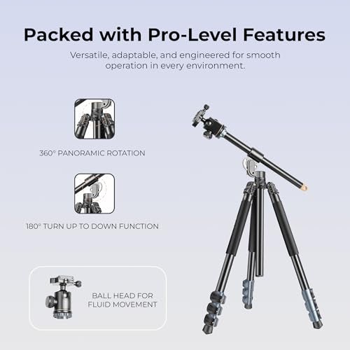 Digitek (DTR 540 BH) Heavy Duty Multi-Angle DV Tripod Cum Monopod, 360° Ball Head, 180° Tilt, Flip Leg Lock, 4-Section Adjustable, 8Kg Max Load, 6.26ft Height, Portable for DSLR, Camera & Videography - Image 3