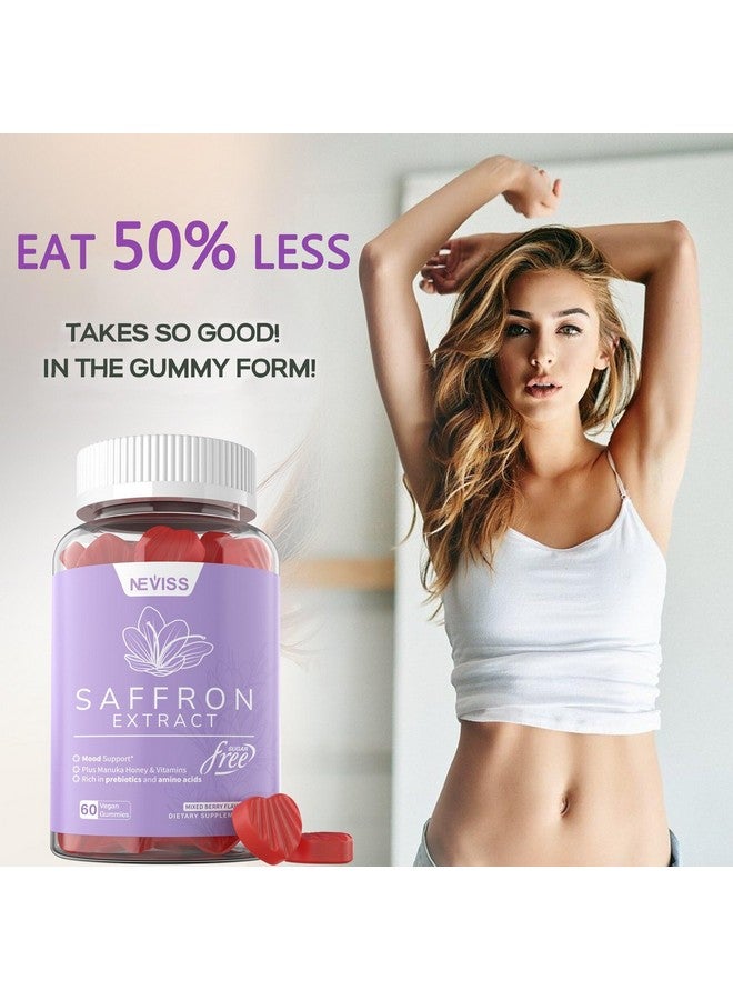 Sugar Free Saffron Gummies - Saffron Supplement Gummies 100% Pure Saffron Extract Whole Herb Gummies with Honey for Mood & Power, Vitamin B6, B12, D3, C - Organic, Vegan, Mixed Berry Flavor - 120Cts