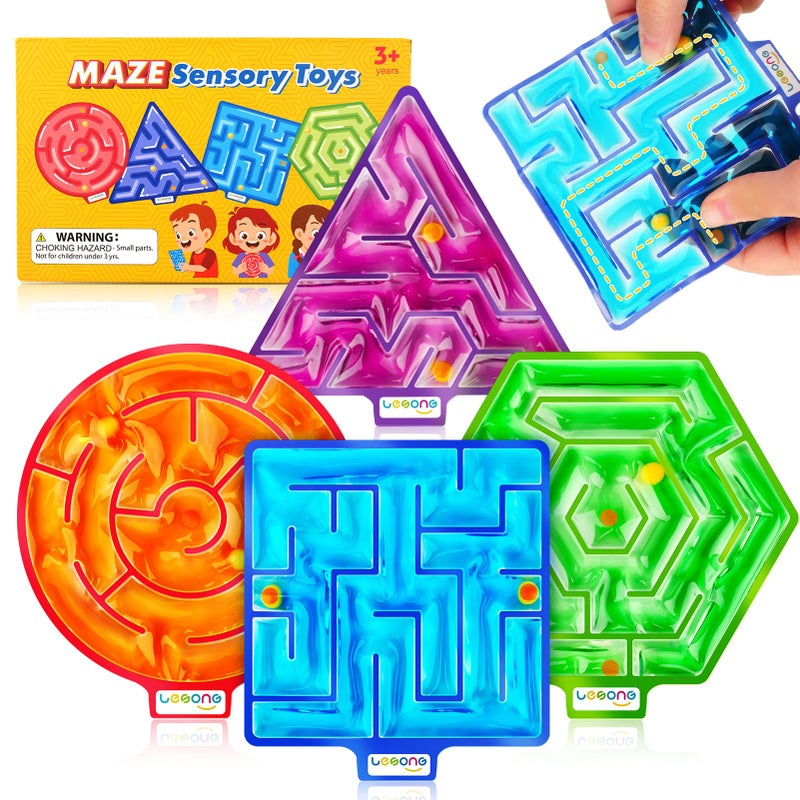 LESONG Squishy Toys Sensory Fidget Toys for Kids 4 Pack Maze Sensory Toys for Autism Fidget Toys with Filled Goo for Calming Down Classroom Travel - Image 4