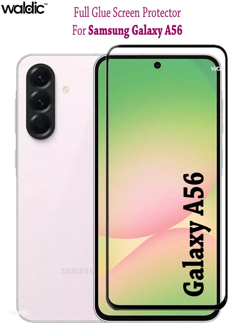 Waldic Samsung Galaxy A56 Screen Protector | Tempered Glass Compatible with Samsung Galaxy SA A56 | Screen Protector Full HD Quality Tempered Glass Anti-Scratch Edge to Edge Coverage with Easy Installation Kit - Black - Image 1