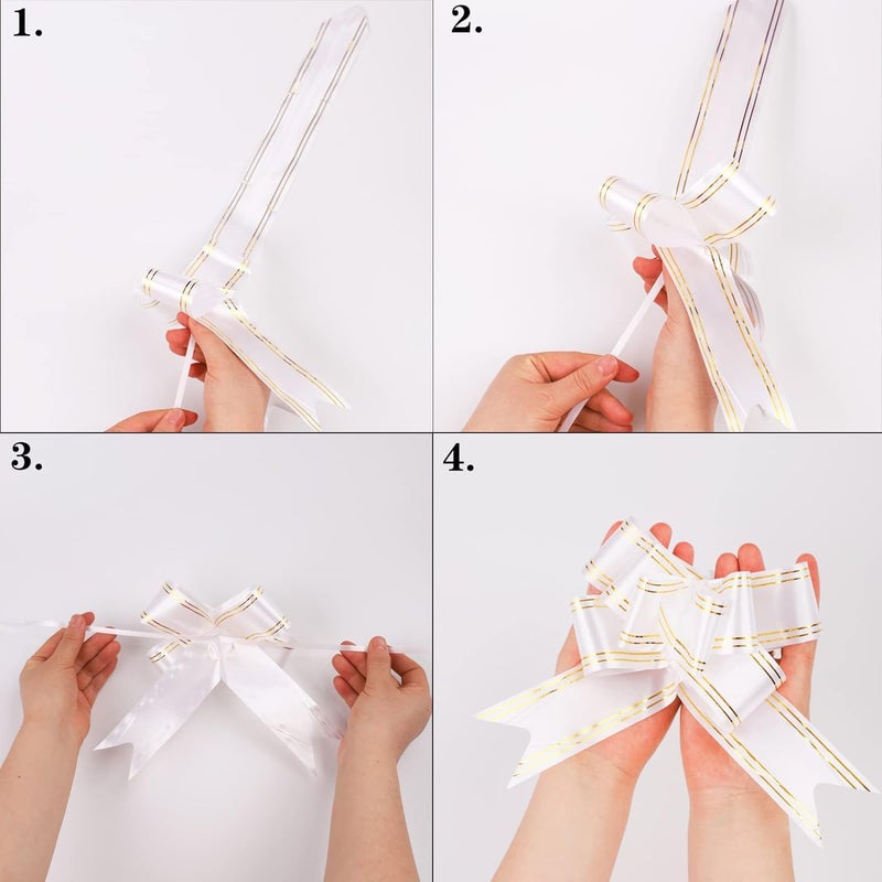 Chocozone White Pull Flower Ribbon for Gift Wrap Decoration 100Pcs Multicolor Bows Size 23 for Gift Wrapping - Image 3