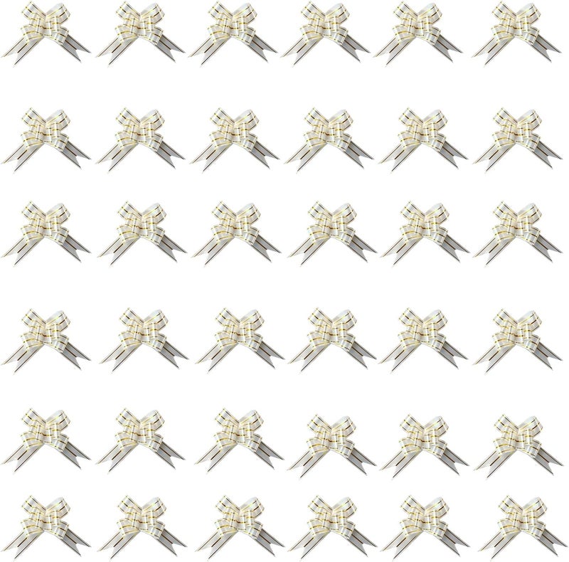 Chocozone White Pull Flower Ribbon for Gift Wrap Decoration 100Pcs Multicolor Bows Size 23 for Gift Wrapping - Image 1