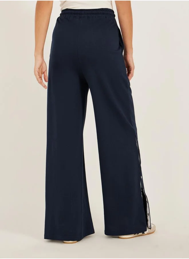Styli Solid Side Snap Button Hem Joggers