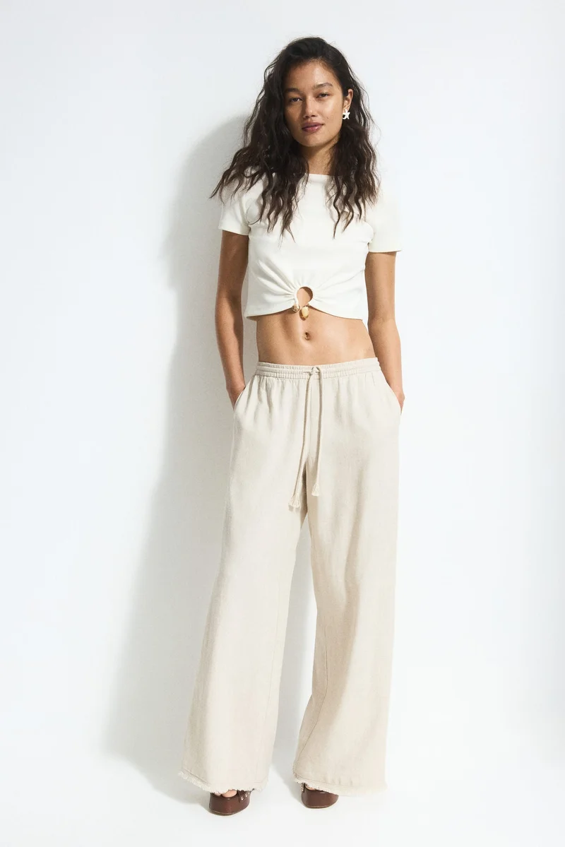 اتش اند ام Linen-blend drawstring trousers