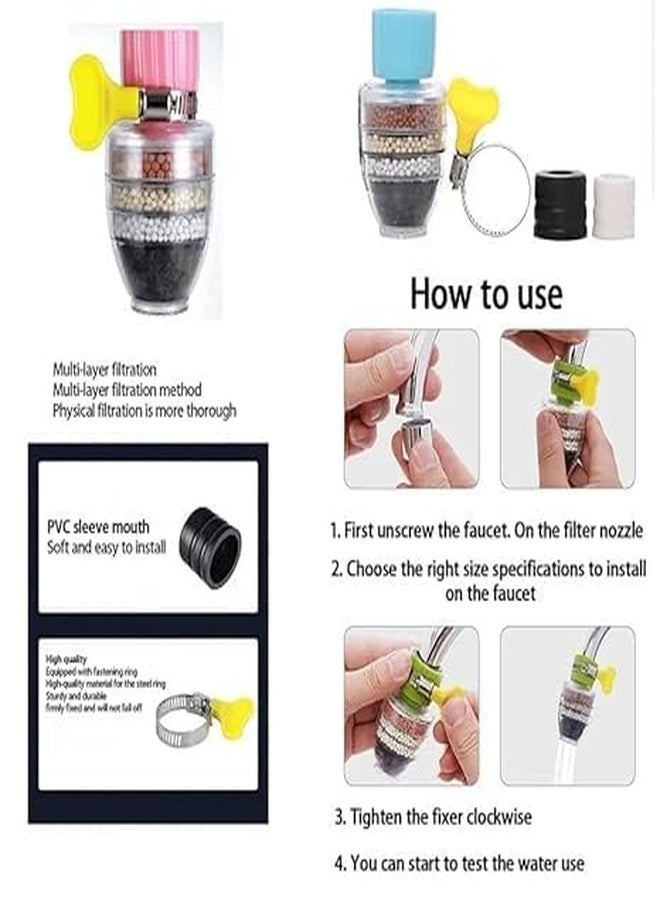 ATOOZED Activated Carbon Faucet Water Filters Universal Interface Home Kitchen Faucet Tap Water Tap Filter Multilayer Clean Purifier Filter Cartridge Five Layer Water Filter - Image 5