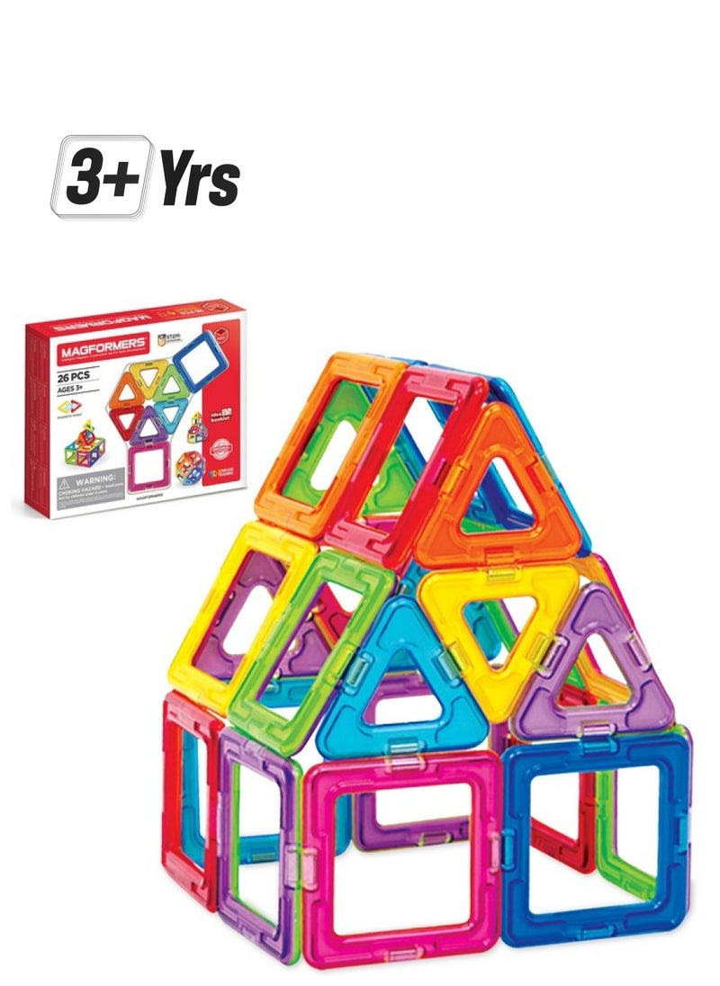 Magformers Rainbow 26Pc Set | Magnetic Tiles Building Blocks, Educational Stem Toy Set | Magnetic Building Tiles For Kids To Develop Problem-Solving Abilities And Shape Recognition  - Image 1