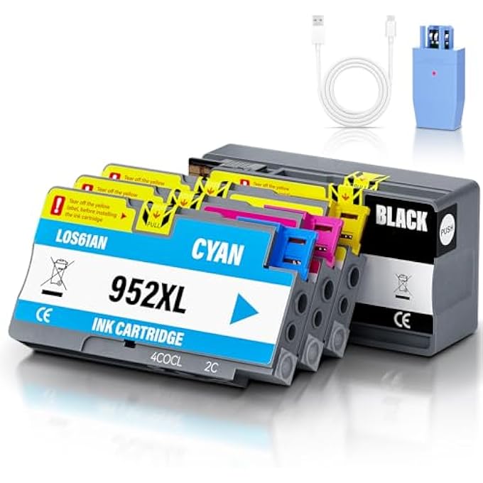 952XL 952 XL INK CARTRIDGES COMBO PACK WITH MINI2.0 COMPATIBLE FOR HP OFFICEJET PRO 8710 7740 8720 8702 7720 8715 8730 8740 8216 8725 8700 8200(BK C M Y) - Image 1