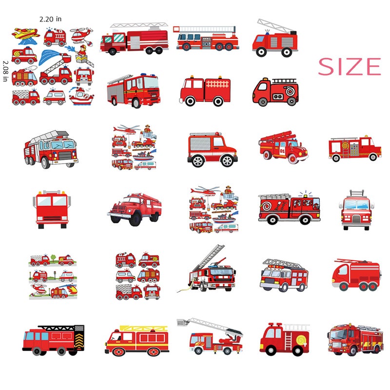 BBPOOL Firetruck Stickers for Kids, 100PCS Vinyl Waterproof Stickers for Waterbottle Laptop Luggage Firefighter Party Favors Fire Truck Birthday Decorations for Boys Teens Kids - Image 2