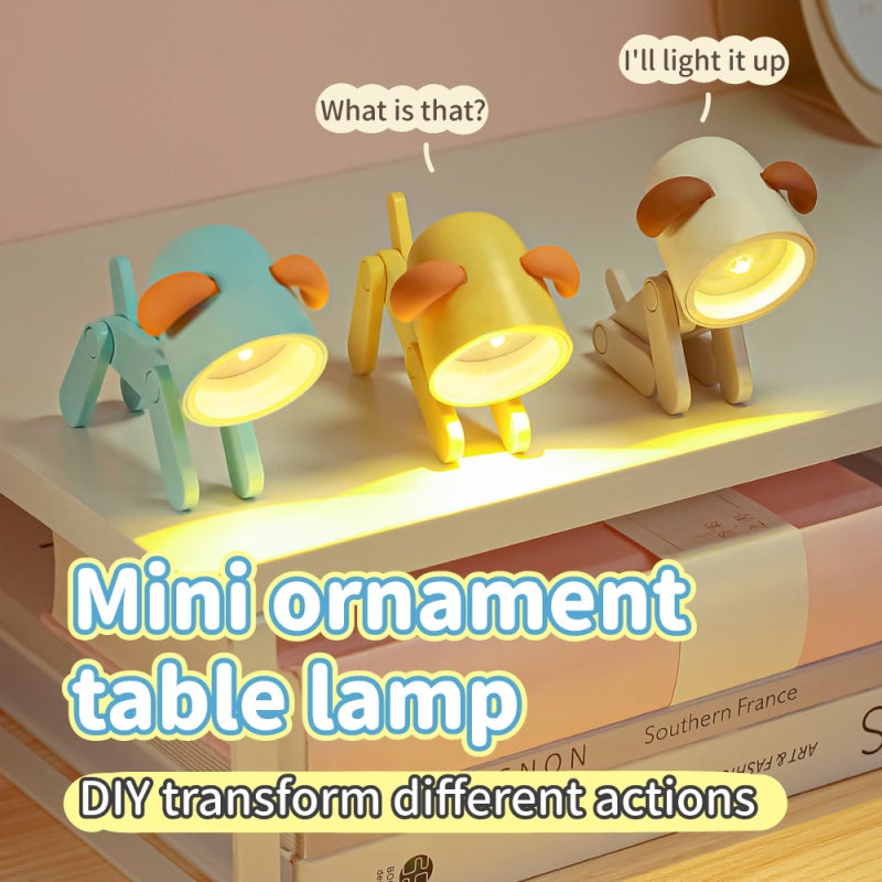 Cartoon Night Light Kid Lamp Mini Dog LED Desk Lamps Cute DIY Portable with Adjustable Phone Holder for Kids Students Bedroom Bookends Nursery Room - Image 4