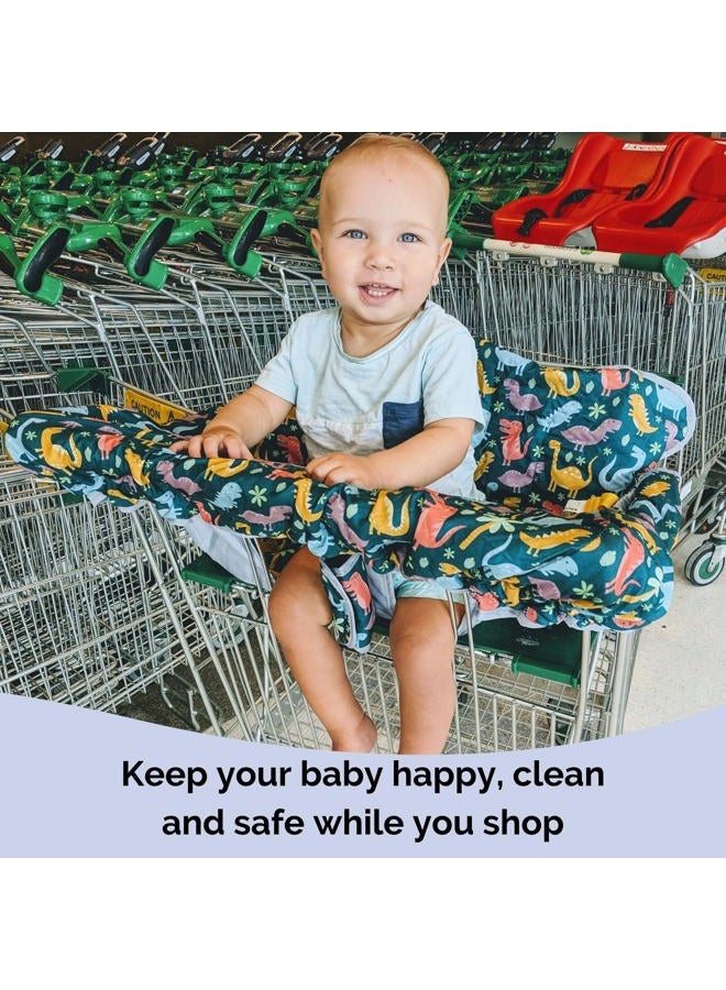 suessie Shopping Cart Cover for Baby or Toddler | 2-in-1 High Chair Cover | Universal Fit for Boy or Girl | Includes Carry Bag | Machine Washable | Fits Restaurant Highchair (Dinosaurs) - Image 2