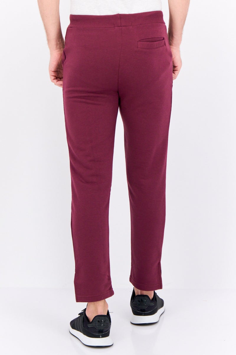Men Regular Fit Brand Logo Sweatpants, Burgundy