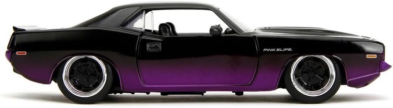 JADA Toys Pink Slips 1973 Plymouth Cuda Die-Cast Car with Base, Toys for Kids and Adults – 1:24 Scale, Black - Image 3