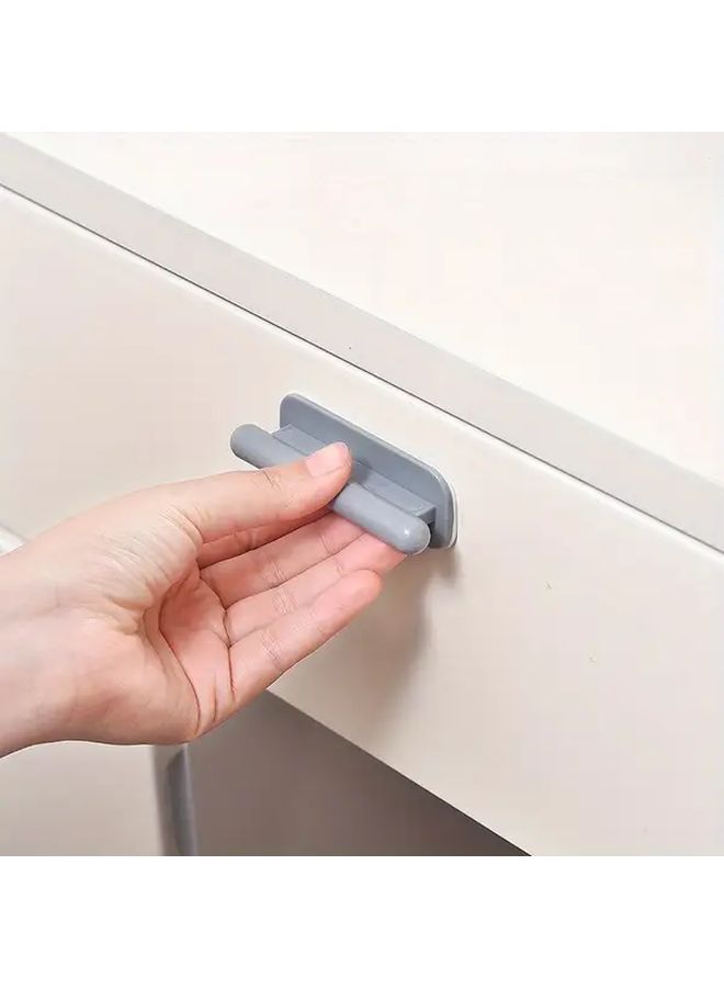 Gray Push Pull Door Handles 2pcs No Drill Adhesive Mounts Durable PP Material Kitchen Wardrobe - Image 5