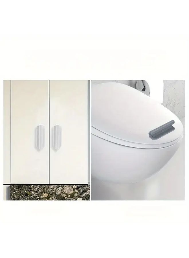 Gray Push Pull Door Handles 2pcs No Drill Adhesive Mounts Durable PP Material Kitchen Wardrobe - Image 4