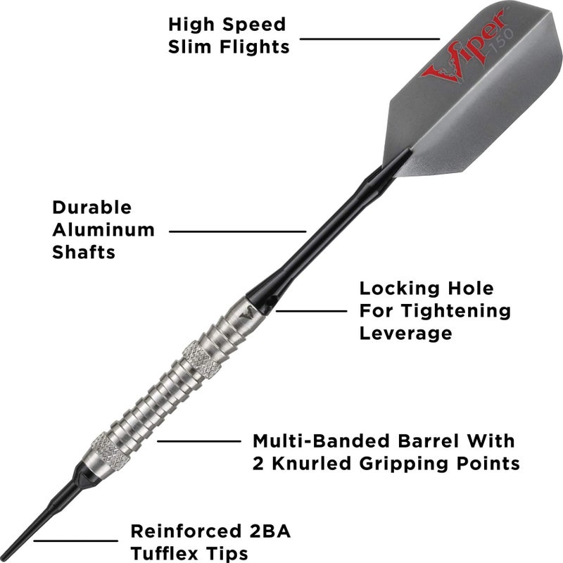 Viper by GLD Products V-Factor 90% Tungsten Soft Tip Dart Set with Case, Fine Knurling, 18 Grams, Model: 21-2054-18 - Image 3