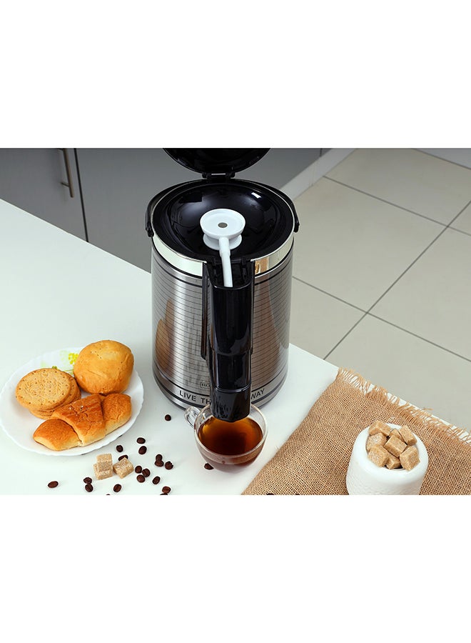 Royalford 3L Glass Vacuum Flask-RF6277| Glass Inner for Hot and Cold Beverages| Comfortable Handle, One Press Switch, Easy to Carry and Safe to Touch| Suitable for Indoor and Outdoor Use| Grey Black/Silver - Image 4