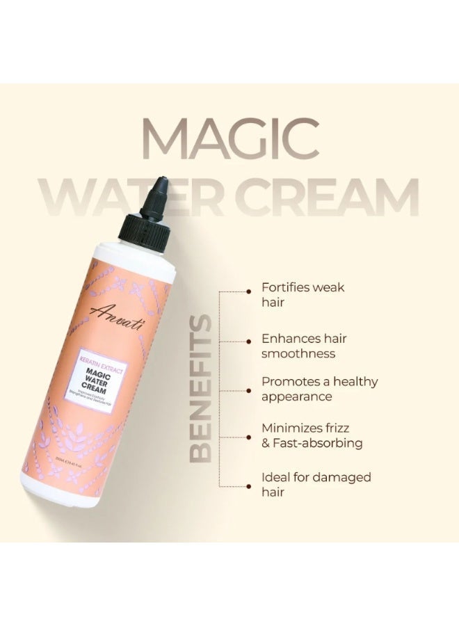 Anvati Keratin Extract Magic Water Cream 250ml – Deep Hydrating Hair Treatment for Dry & Damaged Strands, Lightweight Repair Formula for Smooth, Soft, Shiny Styling - Image 5