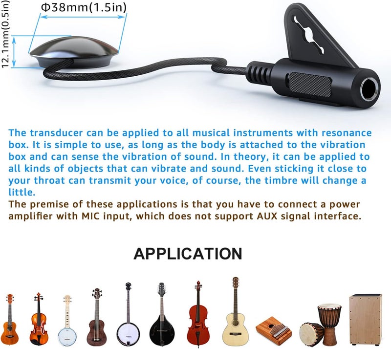 Imelod Contact Microphone Piezo Pickup Violin Microphone Pickup Cello Banjo Ukulele Mandolin Guitar Microphone Pickup Mic Acoustic Guitar Pickup - Image 3