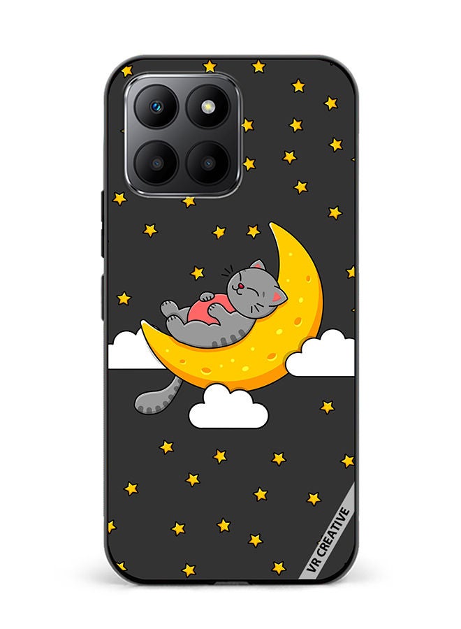 VR CREATIVE Protective Case Cover For Honor 70 Lite The Gray Cat Sleeps On The Moon Sky Stars Design Multicolour - Image 1