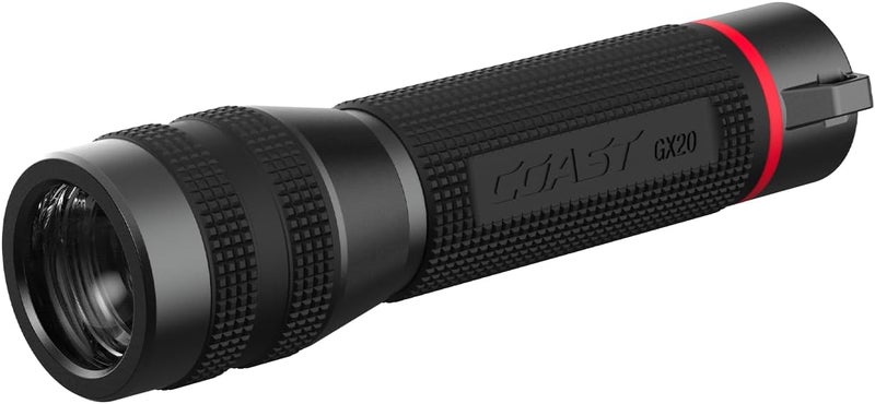 Coast GX20 1200 Lumen Waterproof AlkalineDual Power LED Flashlight with Twist Focus AntiRoll Cap and Textured Handle  Compatible with 4 x AAA Batteries Included or ZX750 Rechargeable Battery - Image 1