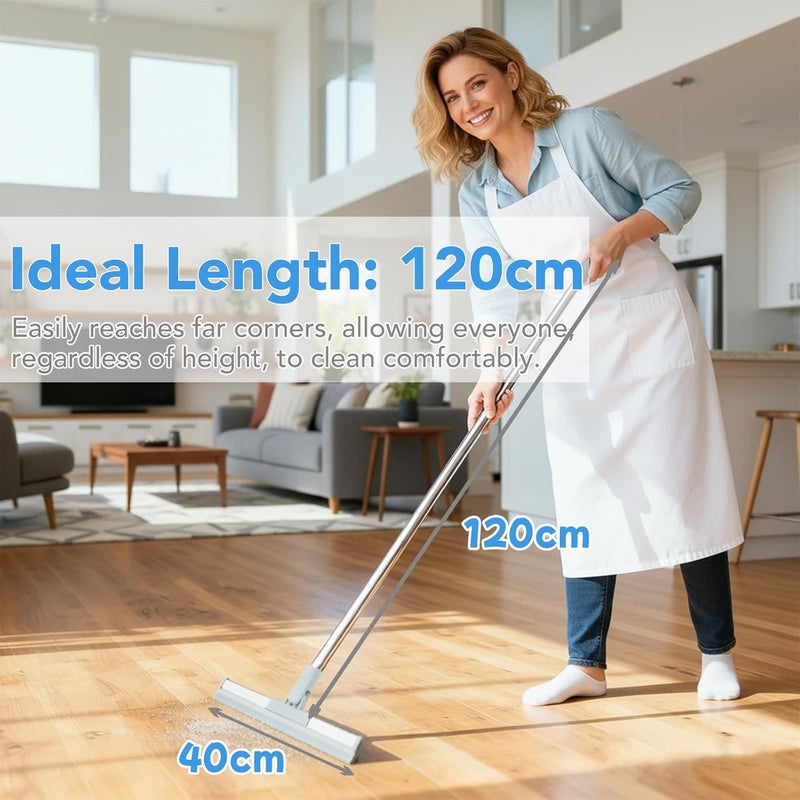 DrDirt Floor Squeegee 120cm/47in Silicone Magic Broom with Microfiber Mpo Indoor Water and Dust Remover Glass Wiper Quick Drying - Image 4