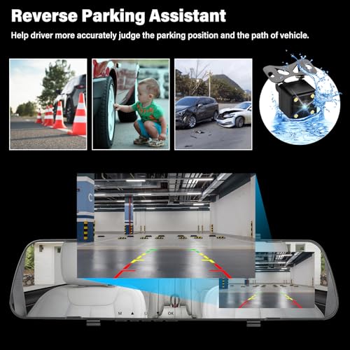 UNITOPSCI Mirror Dash Cam 4 Inch Rear View Mirror Camera 1080P Front and Rear View Dual Cameras with 32G Card, Motion Detection, Night Vision, Parking Assistance, Loop Recording, 24H Parking Monitor - Image 4