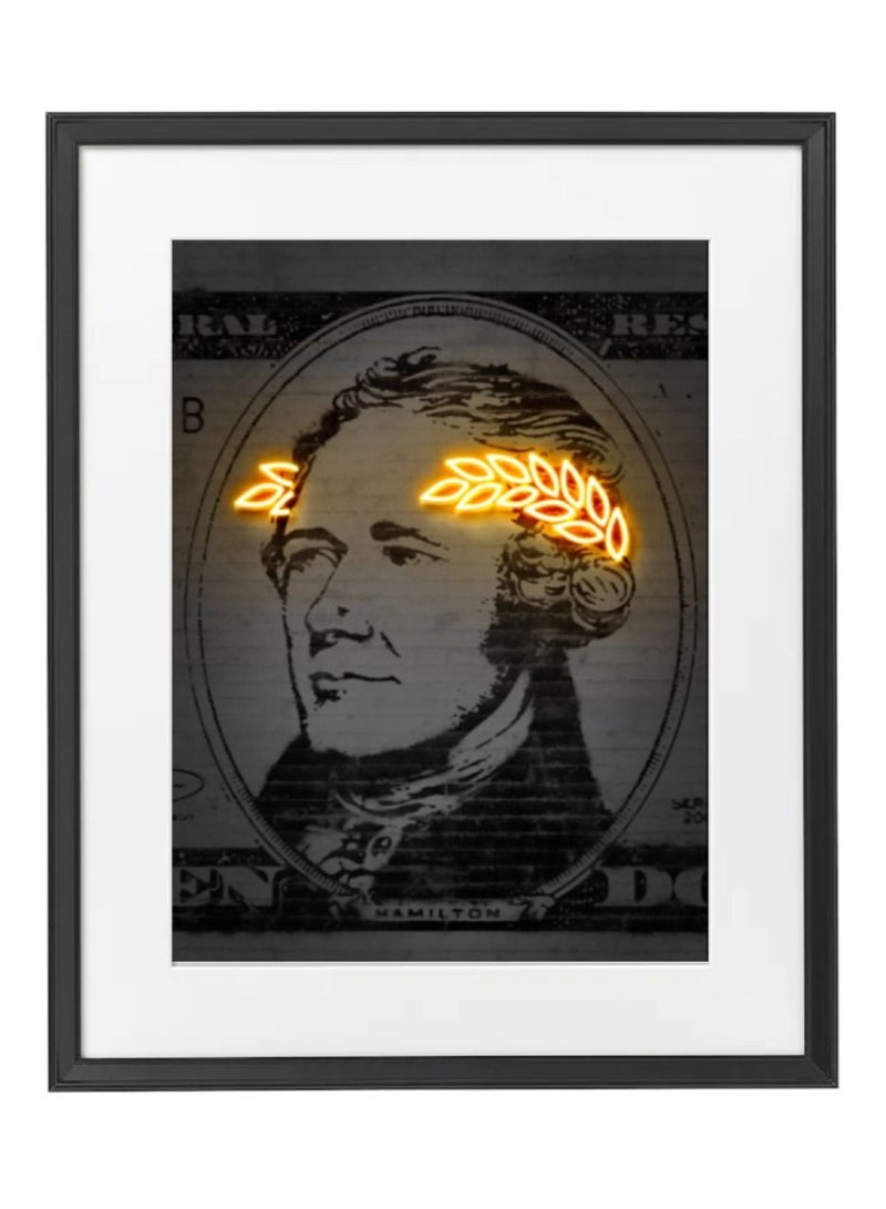 Boomah Accessories Hamilton Alexander art 10 dollars Neon Poster with Frame 50x40cm
