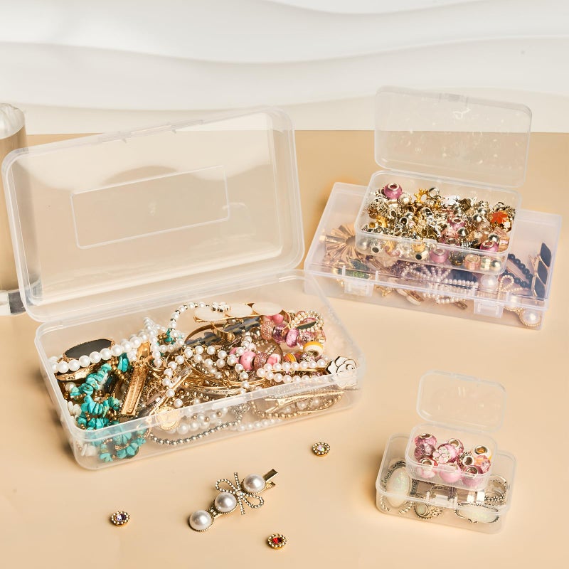 Mauproy 28 Pack Mixed Sizes Small Plastic Storage Containers, Mini Rectangular Small Items Organizer Boxes with Hinged Lids and Labels for Craft Jewelry Beads - Image 5