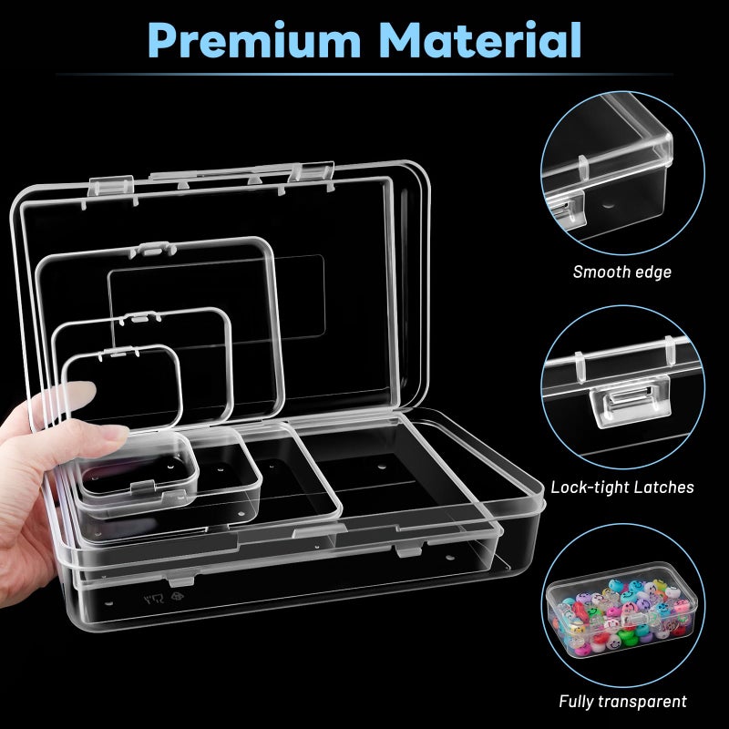 Mauproy 28 Pack Mixed Sizes Small Plastic Storage Containers, Mini Rectangular Small Items Organizer Boxes with Hinged Lids and Labels for Craft Jewelry Beads - Image 3