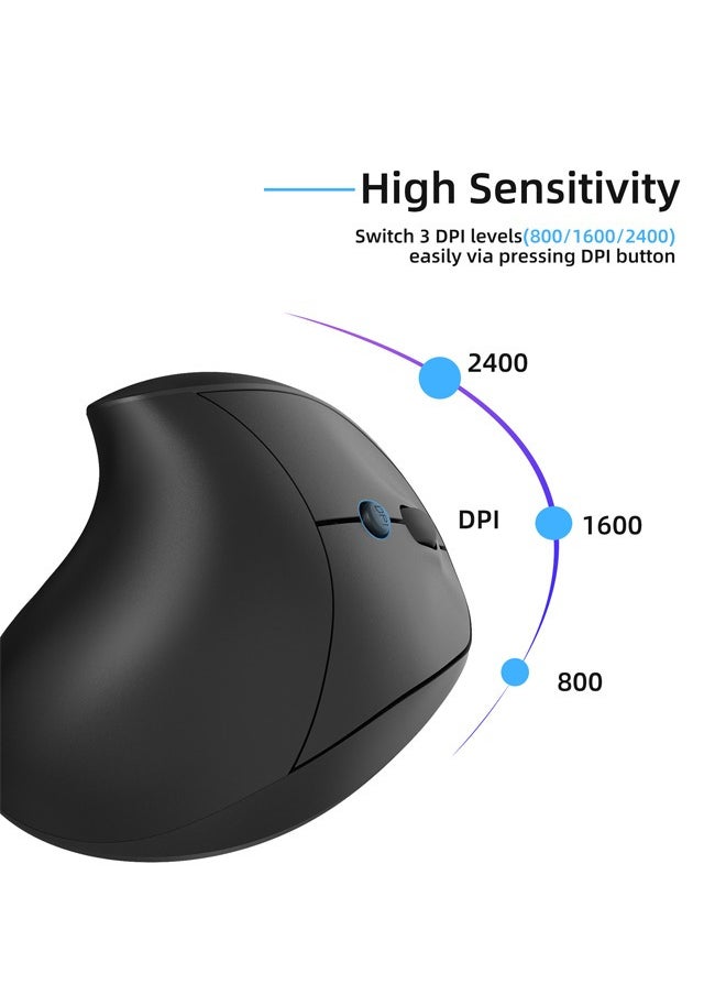 Rock Pow 2.4G Wireless Vertical Mouse Ergonomic Mice 3-gear Adjustable DPI Compatible with PC HP Lenovo MacBook ASUS Dell  - Image 3