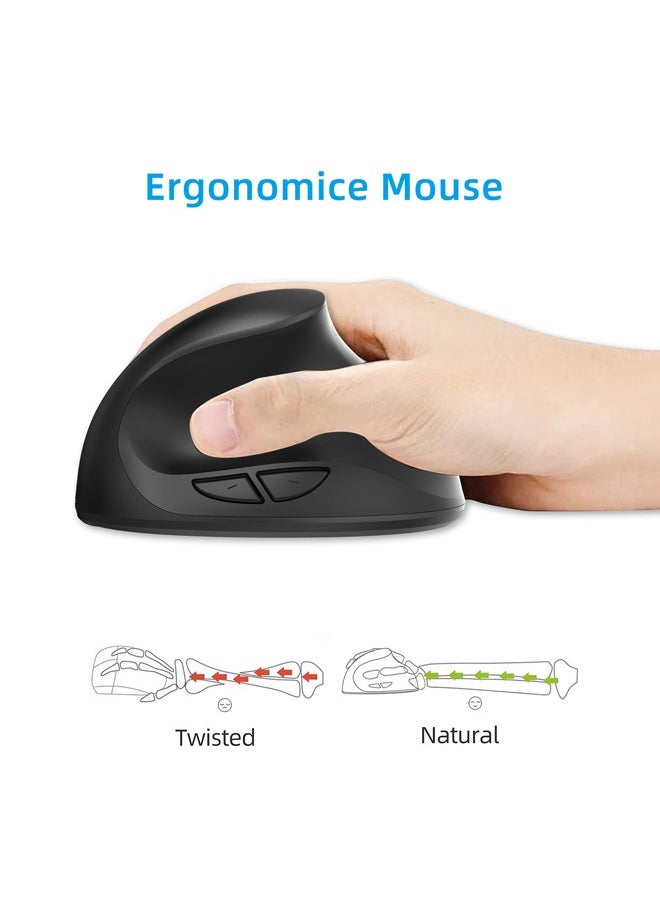 Rock Pow 2.4G Wireless Vertical Mouse Ergonomic Mice 3-gear Adjustable DPI Compatible with PC HP Lenovo MacBook ASUS Dell  - Image 2