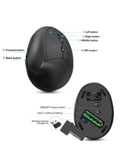 Rock Pow 2.4G Wireless Vertical Mouse Ergonomic Mice 3-gear Adjustable DPI Compatible with PC HP Lenovo MacBook ASUS Dell  - Image 4