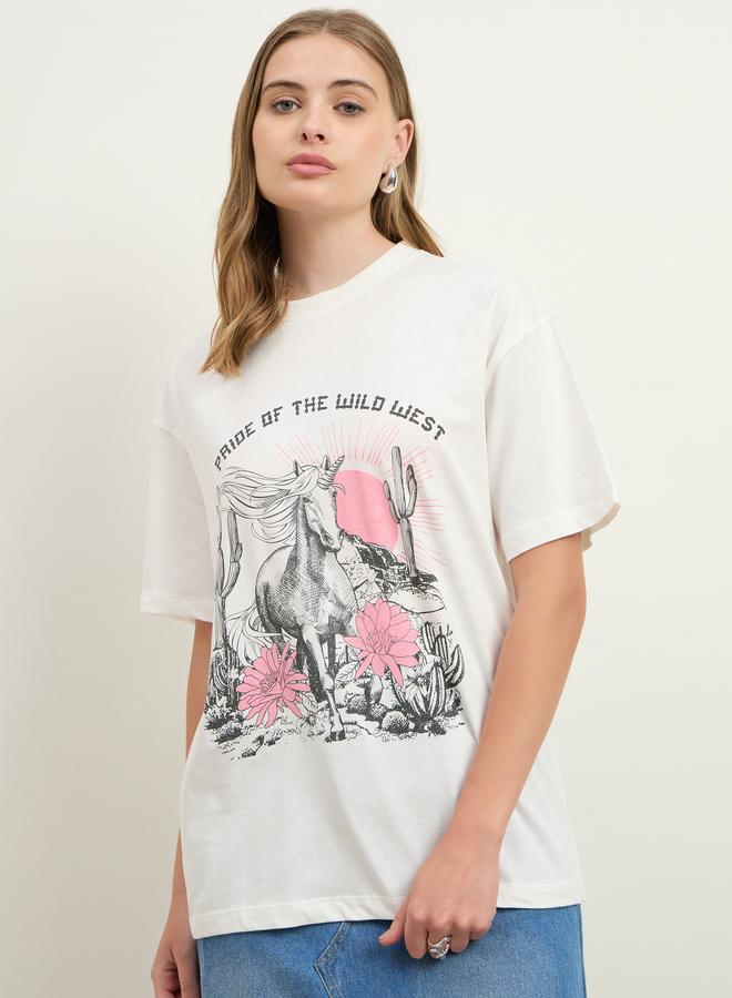 Styli Pride of The West Graphic Print Oversized T-Shirt - Image 2