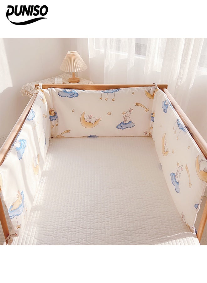 DUNISO حاجز سرير الأطفال، بطانة سرير قابلة للتنفس، وسادة سرير مضادة للاصطدام على شكل مستطيل، يمكن تجميعها وثنيها، قابلة للإزالة، مناسبة لجميع الفصول، مناسبة للأولاد والبنات، 180 سم - Image 1