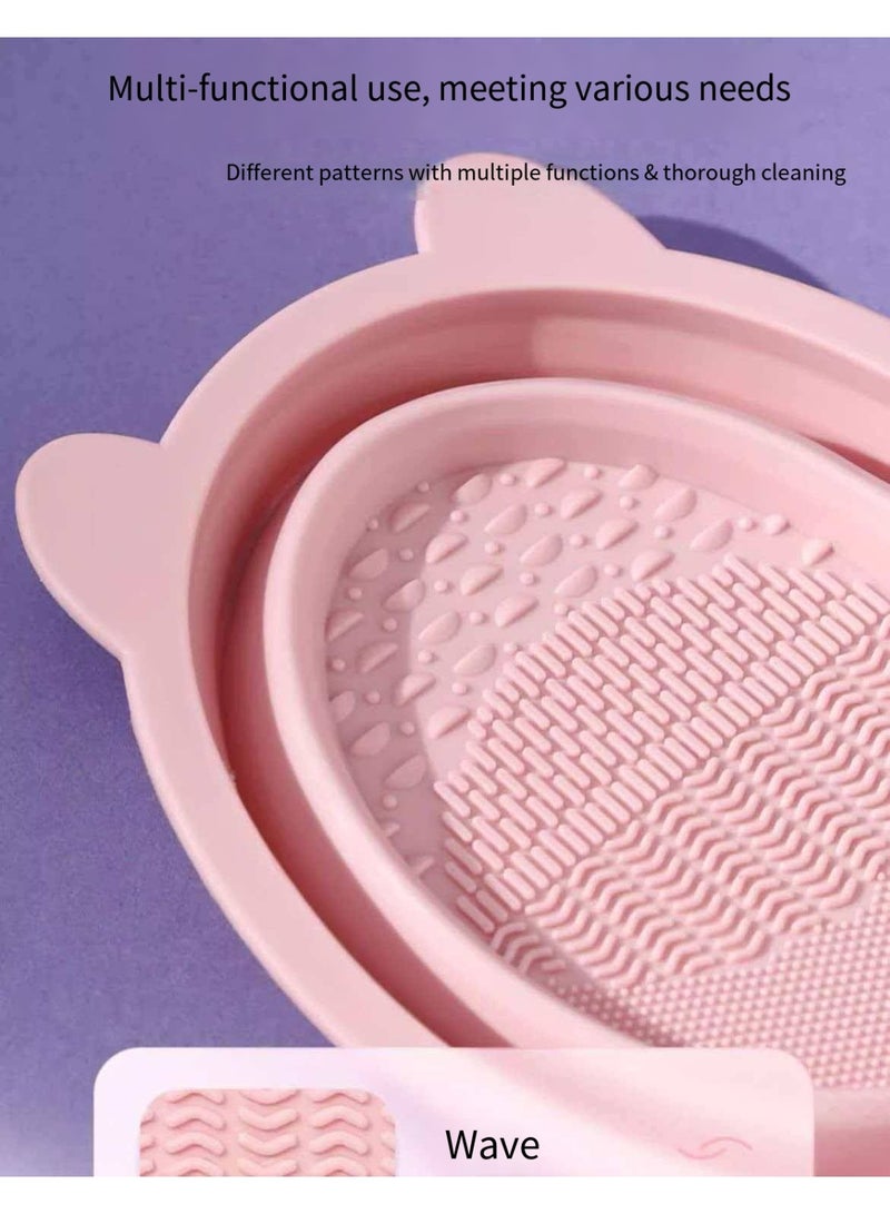 2Pcs Makeup Brush Cleaning Set, Silicone Cleaning Mat + Hanging Dry Mesh Basket for Beauty Sponge & Brushes - Image 3