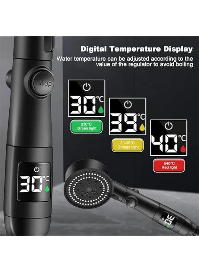 MIXDE Handheld Shower Head,5 Modes High Pressure Handheld Shower Head,With 2 M Hose and Punch free base,Angle adjustable base - Image 2