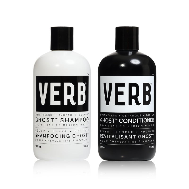 VERB Ghost Shampoo  Conditioner Duo Set 12 fl oz Infused with Moringa Oil Cleanses  Moisturizes Fine and Weighed Down Hair  Vegan No Parabens or Harmful Sulfates