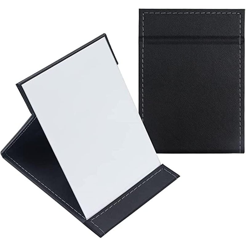 MATSON MATSON Folding Mirror Round Compact Mirror PU Leather Vanity Mirror with Stand for Desk Camping Travel Personal Tabletop Vanity HandMirrors Princess Mirror Square Makeup Mirror Small Mirror Framed  - Image 1