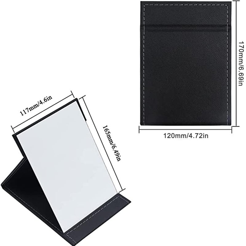 MATSON MATSON Folding Mirror Round Compact Mirror PU Leather Vanity Mirror with Stand for Desk Camping Travel Personal Tabletop Vanity HandMirrors Princess Mirror Square Makeup Mirror Small Mirror Framed  - Image 2