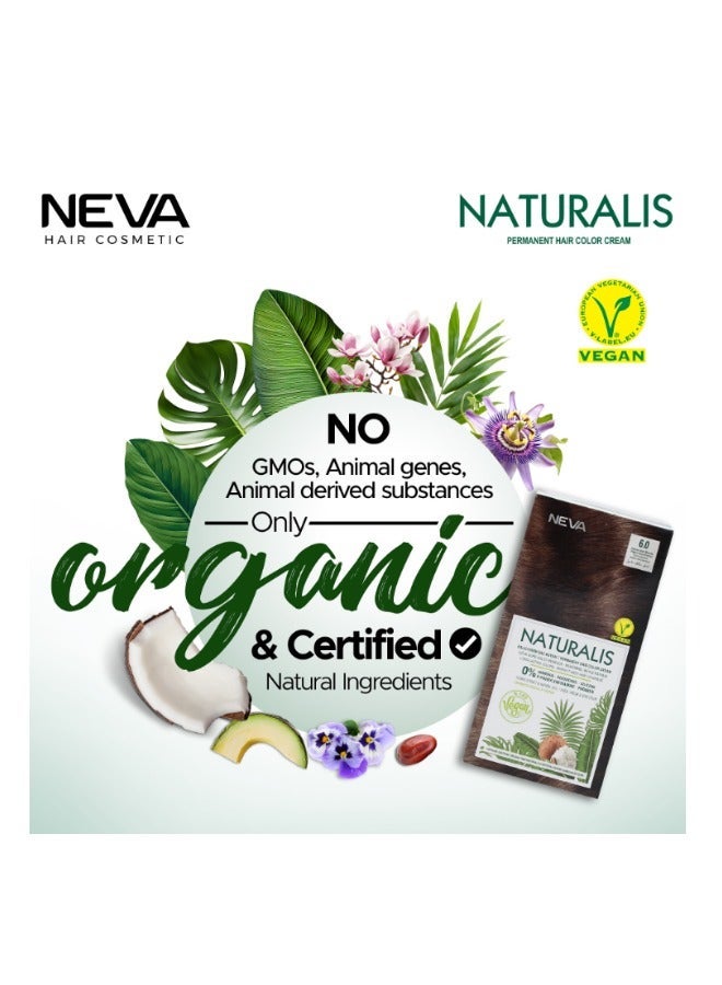 NEVA صبغة شعر NEVA Naturalis الدائمة، نباتية، تغطية 100% للشيب، عضوية، خالية من المواد الكيميائية الضارة، خالية من الأمونيا، تدوم طويلاً - بني غامق - 4.0 - Image 5