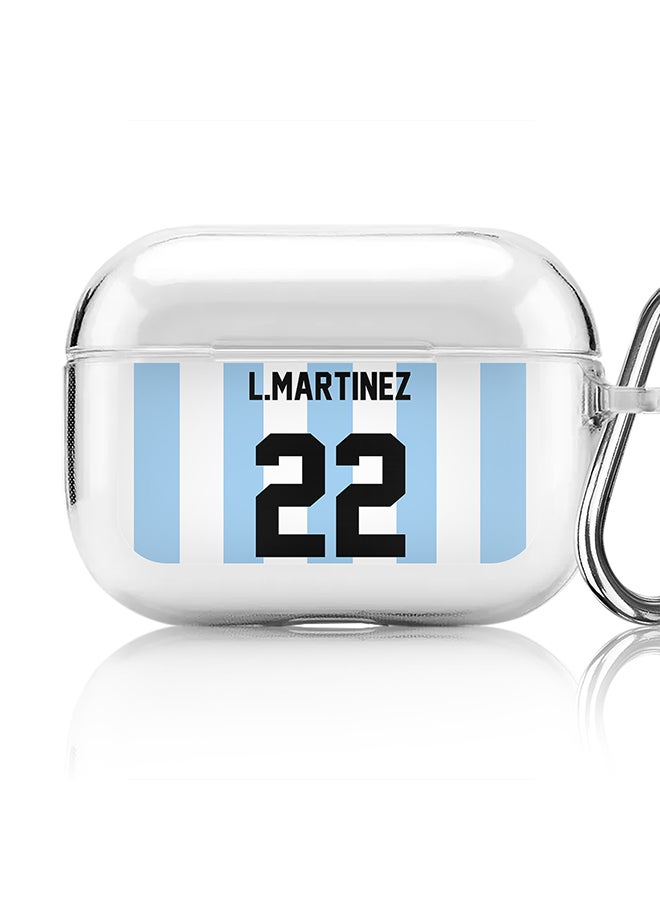 Stylizedd Classic Clear printed Case for Apple AirPods Pro 2nd Generation Thin Transparent Cover - Football Team - Argentina, Player Name - L.Martinez - Image 1