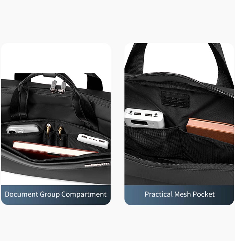 ARCTIC HUNTER Office Laptop Bag Water Resistant Anti-theft Messenger Bag 15.6 inch with 4 Zipper Pockets and Adjustable shoulder strap for Men and Women, GWB00889, Black - Image 5