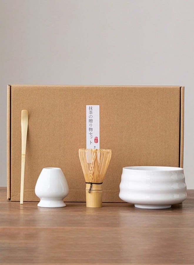 FLYROAD Authentic Matcha Set，Japanese Whisk & Bowl, Ceremony Accessory Kit with Stirrer, Spoon, Cup & Stand - Ceramic Matcha Whisk Holder for Perfect Matcha Green Tea，White - Image 1