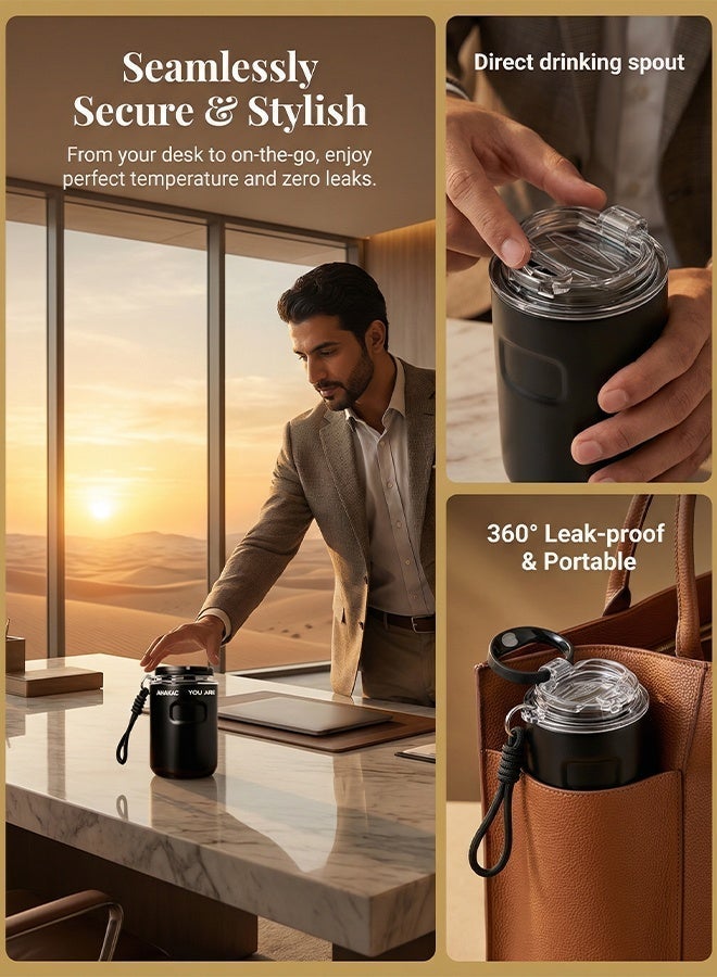 AHAKAC 316 Stainless Steel Pocket Coffee Mug – Mini Portable Vacuum Insulated Cup with Straw & Lid, Leakproof Travel Mug for Hot & Cold Drinks (350ML) - Image 4