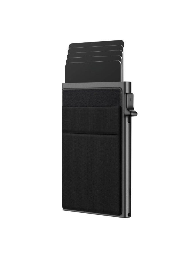 NIBEMINENT Slim Wallet for Men - Pop up Card Holder RFID Blocking Minimalist Business Credit Card Wallet with Money Pocket Metal Card Case for Notes and Coins and Debit Cards  - Image 1